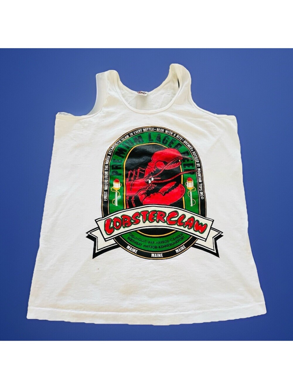 Vintage 90s Signal Tag Men's Large Tank Lobster Claw Premium Lager Beer USA